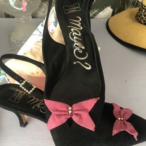 Lulu Guinness  vintage black suede sexy pump